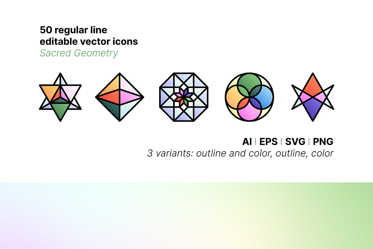 50 Sacred Geometry Icons, an Outline Icon by Side Project (Photo 1 of 9)