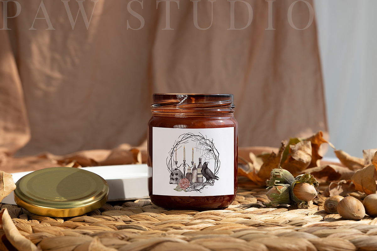 Autumn Candle Mockup Label fall2, an Advertising Mockup by PawMockups (Photo 6 of 10)