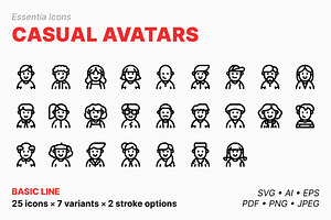 Casual avatars (Line), an Outline Icon by Totto House