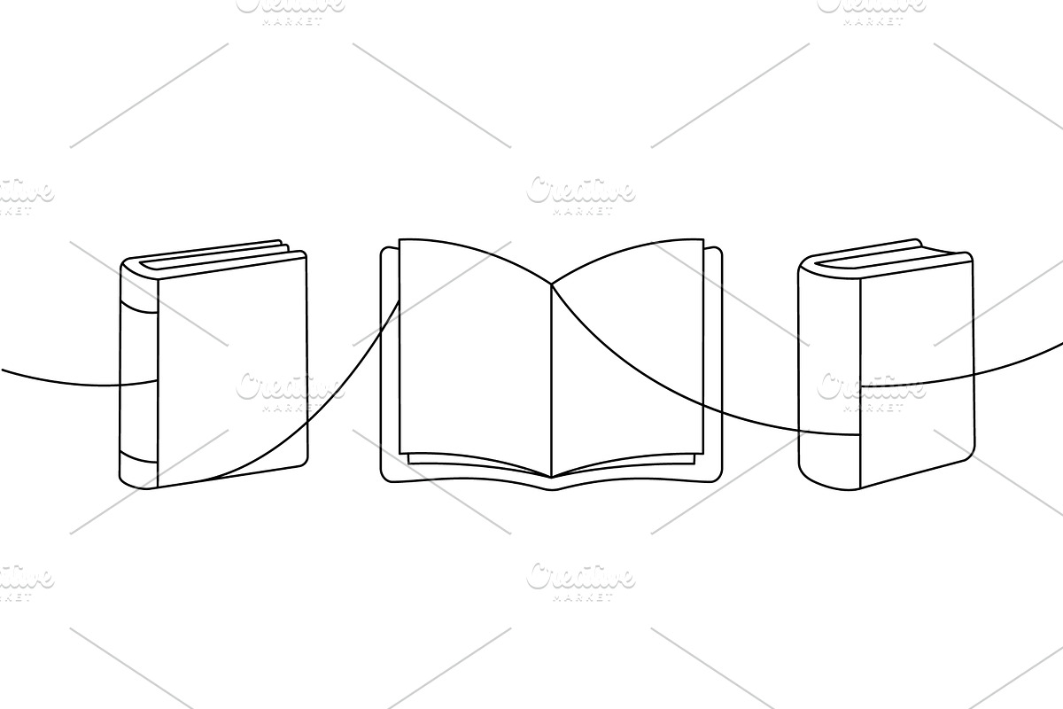 Simple line illustration of an open, an Education Illustration by GraphiShop
