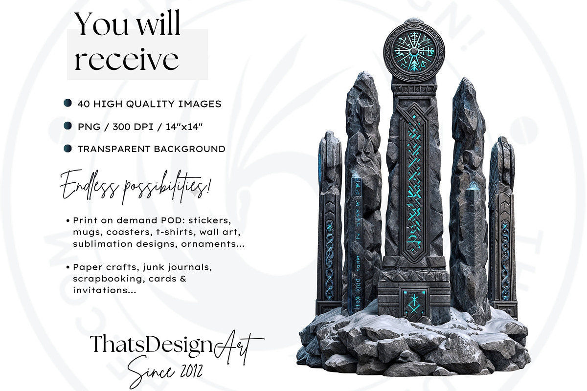 Fantasy Pillars & Monoliths Clipart, a Seasonal Illustration by ThatsDesignArt (Photo 2 of 10)