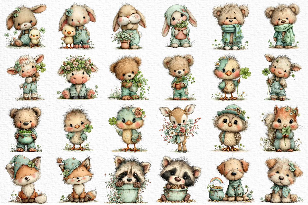 Cute St Patrick’s Animals Clipart, an Illustration by Craft Nest (Photo 6 of 11)