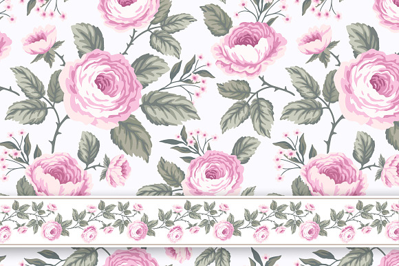 Set Of Seamless Patterns With Roses