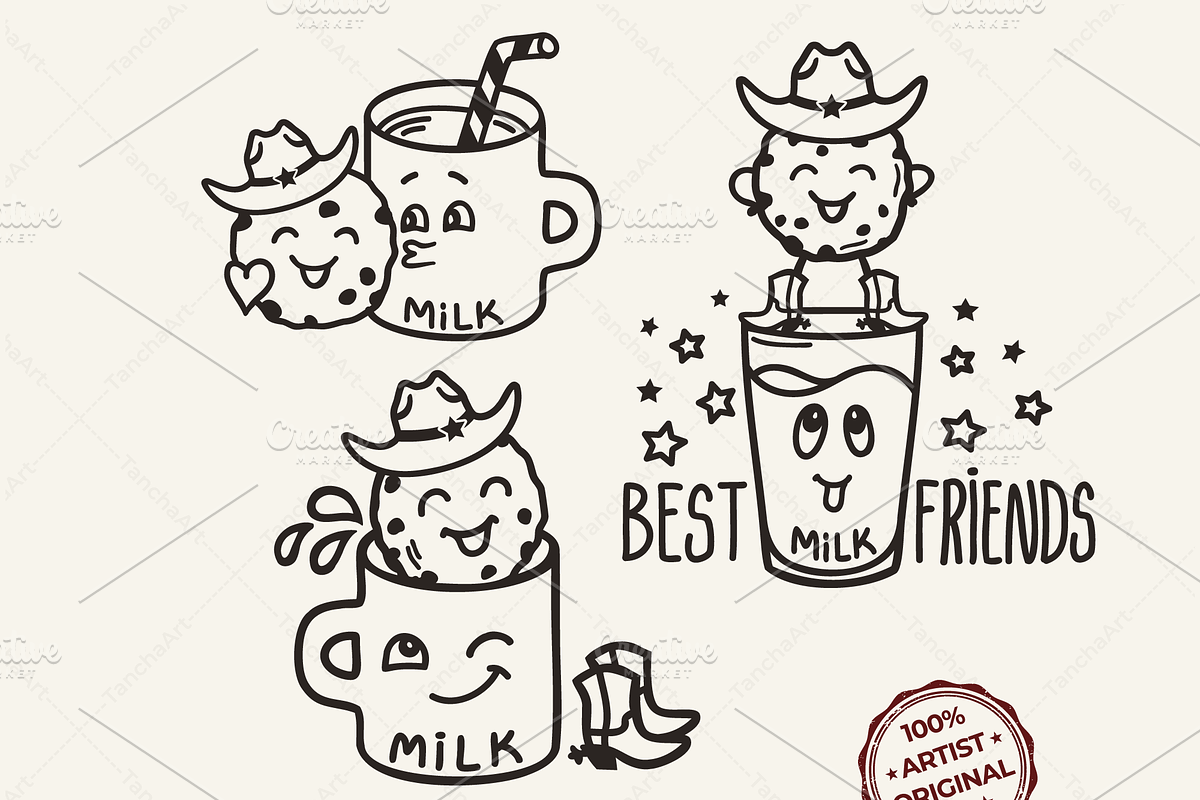 Cowboy Cookie Clipart Funny Milk SVG, a Graphic by TanchaArt (Photo 1 of 10)