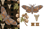 Hawk Moth, Cotton and Shark Tooth, a Pattern Graphic by NayaChu (Thumbnail 9 of 10)