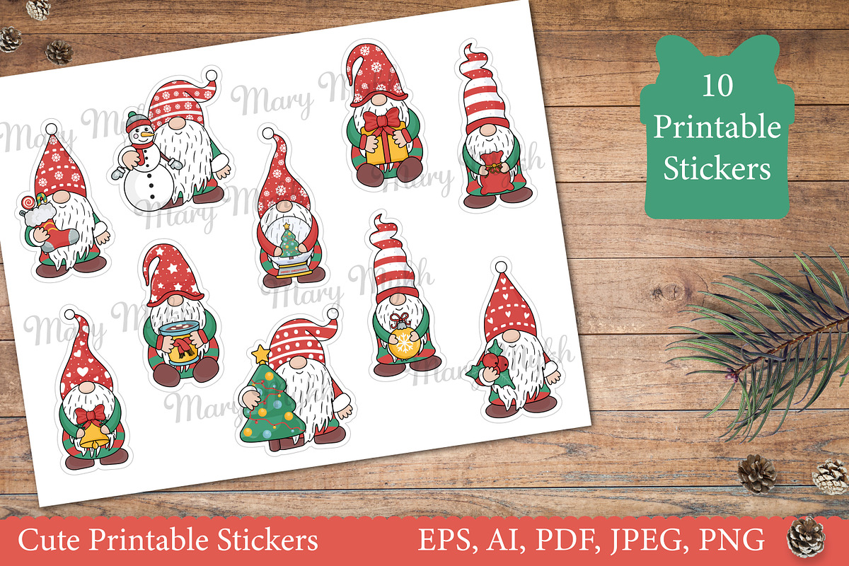 Christmas gnome stickers, a Person Illustration by Mary-Mihh (Photo 2 of 3)