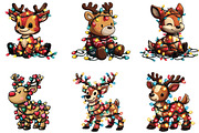 Reindeer Christmas lights Clipart, an Illustration by CraftArtStudio (Thumbnail 4 of 6)