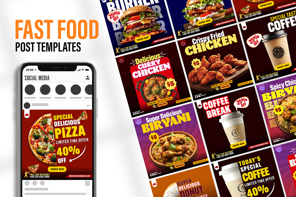 48 Fast Food Social Media Templates, a Social Media Template by Allies Interactive (Photo 2 of 4)