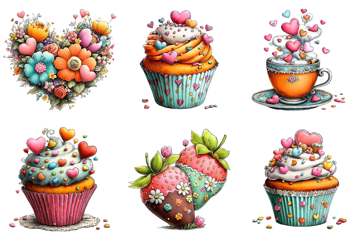 Whimsical Valentines Day Clipart, an Illustration by Craft Nest (Photo 7 of 9)