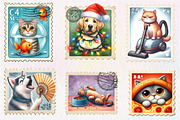 Funny Dog and Cat Postage Stamps, an Illustration by CreationArt (Thumbnail 2 of 5)