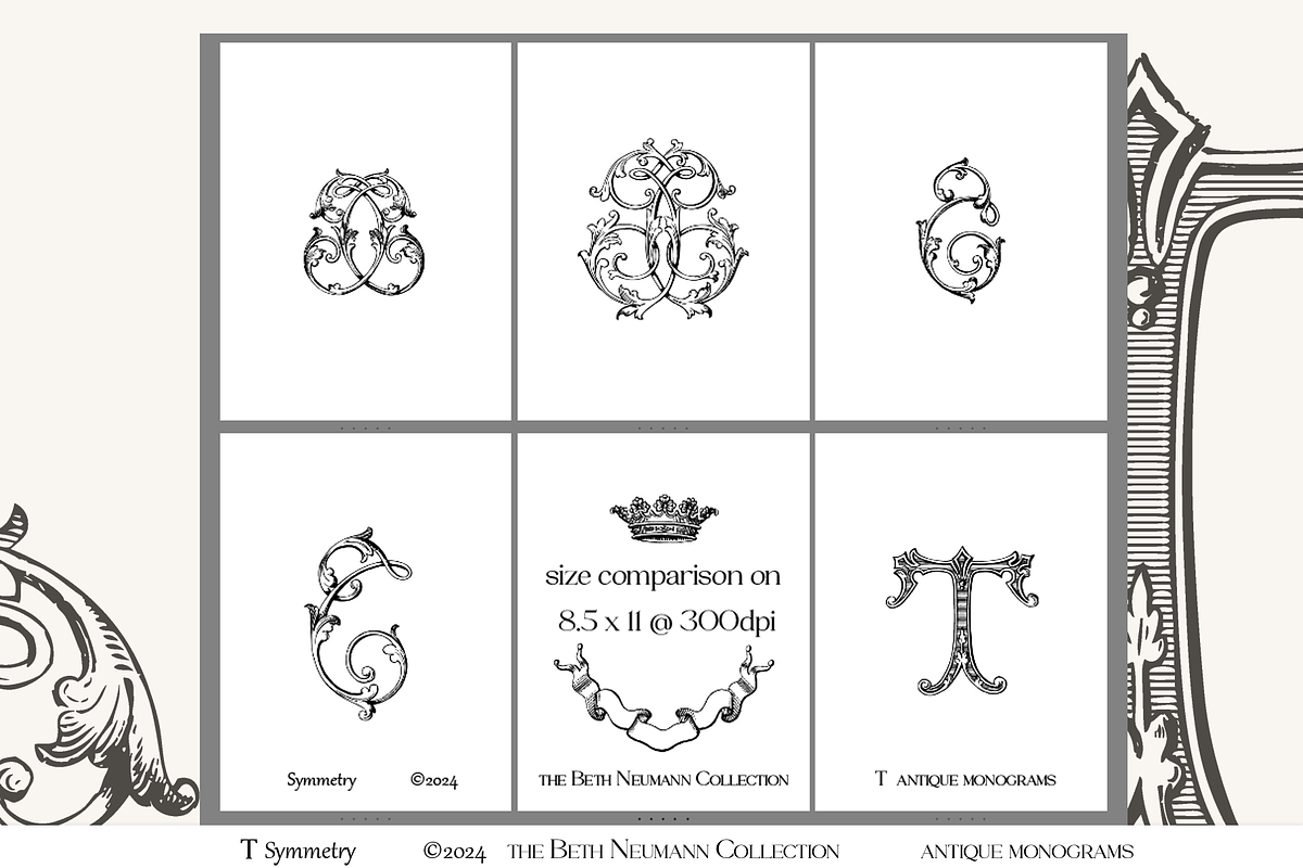 Antique Vintage Monogram Initial T, an Object Graphic by Antique Monograms (Photo 3 of 4)