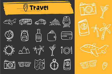 Travel doodle icons, an Icon by faitotoro