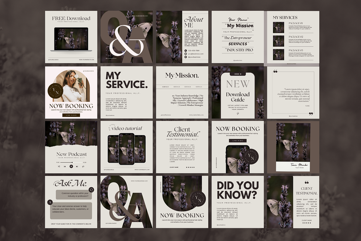Soft Charcoal Social Media Brand Kit, a Branding & Logo Template by The Flossy Finch (Photo 12 of 18)