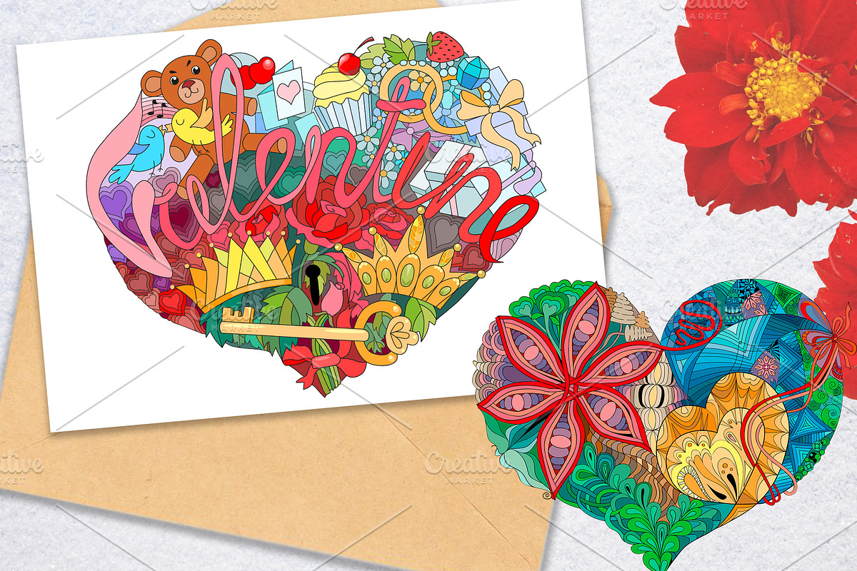 Hearts zentangle 2, a Decorative Illustration by Watercolor fantasy (Photo 8 of 8)