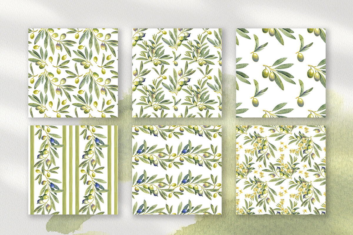 Olive Branches Watercolor Clipart, a Food Illustration by YarovaArt (Photo 10 of 28)