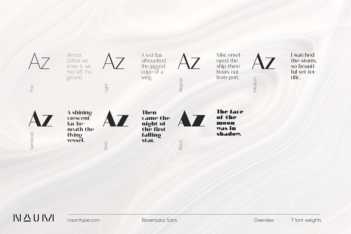 Ravensara Sans | 7 fonts, a Sans Serif Font by NAUM (Photo 2 of 6)