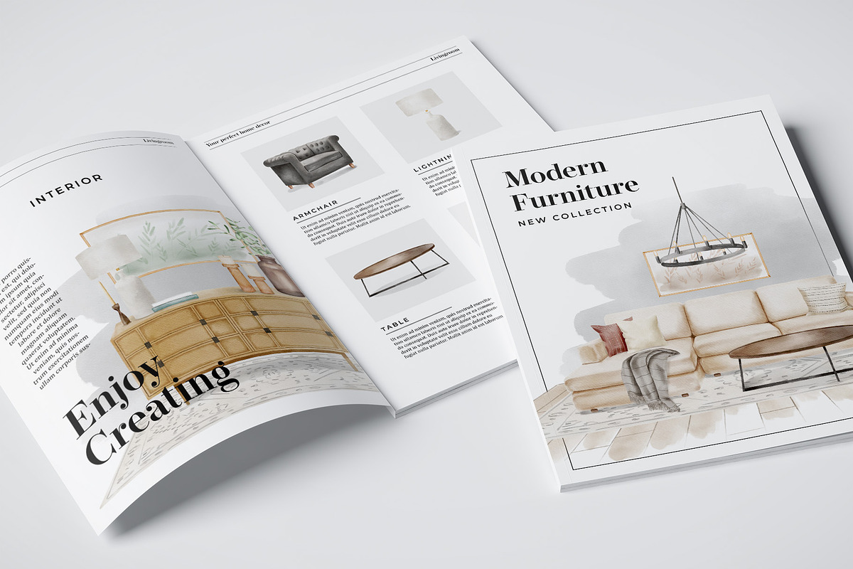 Watercolor Interior Creator, a Decorative Illustration by Kotulska (Photo 10 of 18)