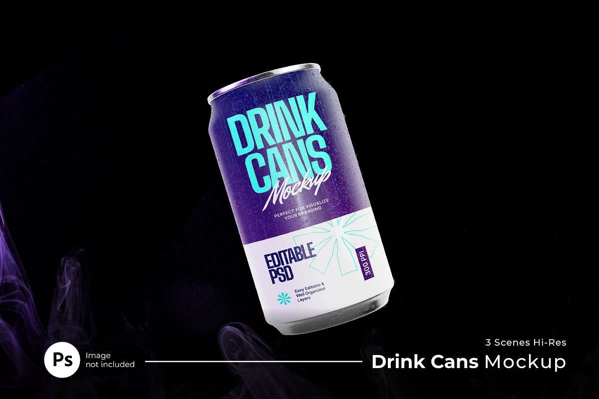 Drink Cans Mockup, a Cups & Container Mockup by Rahardi Creative (Photo 1 of 4)