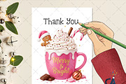 Merry & Bright Pink Coffee PNG, an Illustration by Creative Art (Thumbnail 4 of 6)