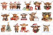 Christmas Highland Cow PNG Bundle, an Illustration by Delta Designs (Thumbnail 2 of 3)
