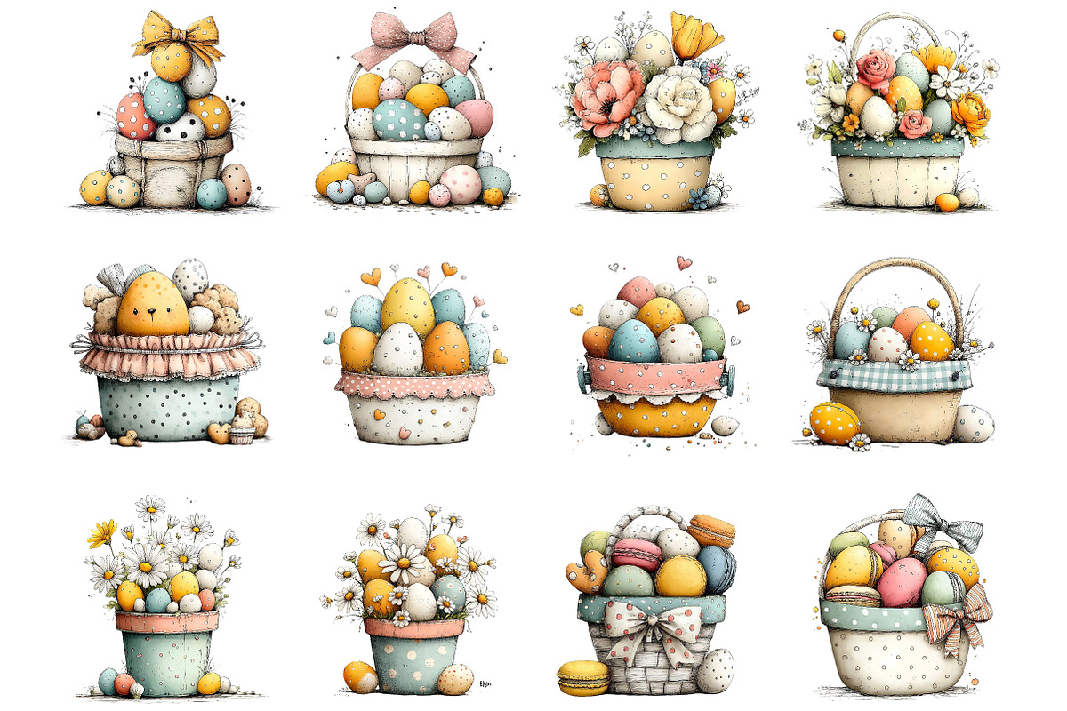 Funny Easter Basket Clipart, an Illustration by Sublimation Artist (Photo 7 of 7)