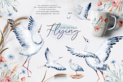 Storks and wild flowers collection, an Animal Illustration by Peace ART (Thumbnail 2 of 15)