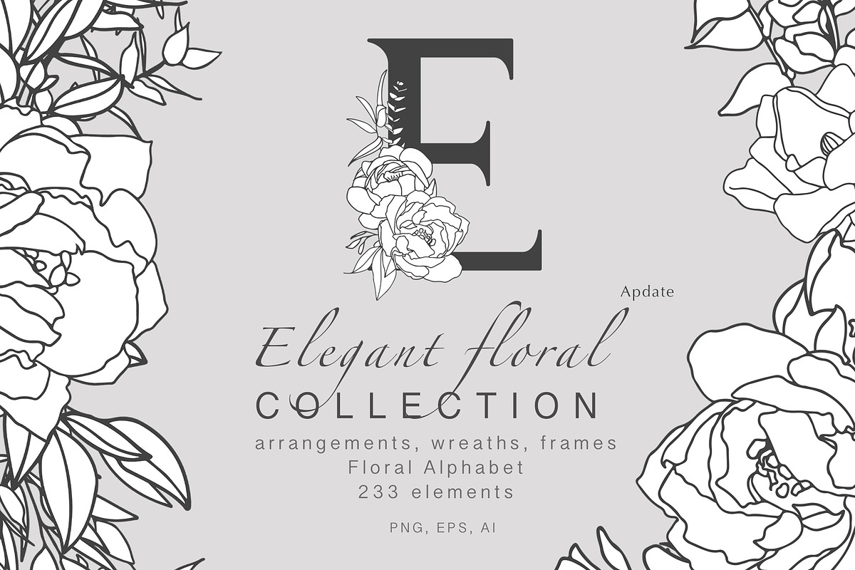 Elegant floral collection.Line art, a Decorative Illustration by Vera●Suleimanova (Photo 1 of 15)