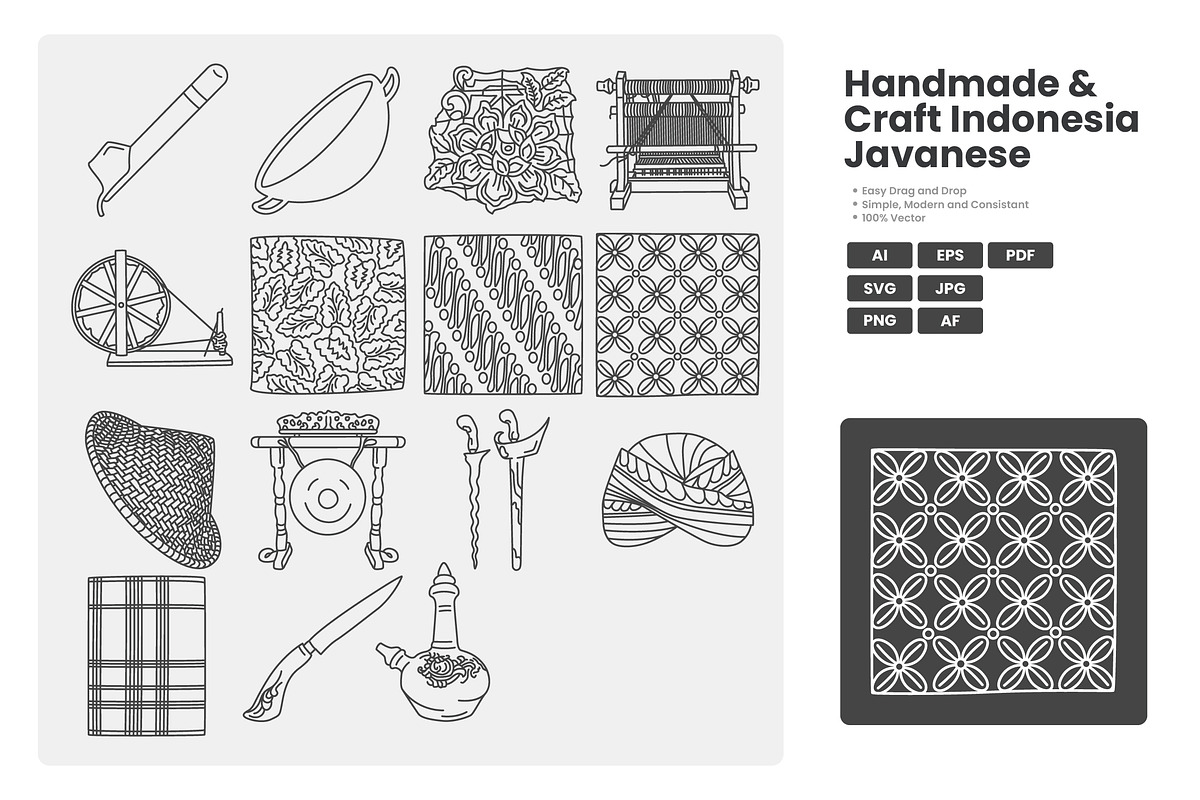 Javanese Traditional Craft Icon Pack, an Outline Icon by erifqizeicon (Photo 2 of 3)