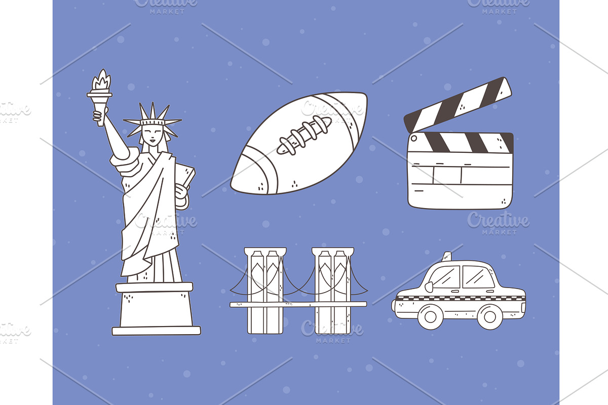 set of outline objects, an Illustration by studiogstock