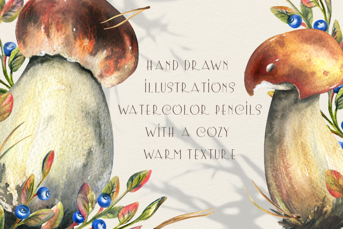 Mushrooms edible forest watercolor, an Object Graphic by NATASHA CHU (Photo 3 of 11)