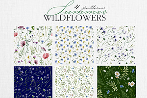 Watercolor Set Of Wildflowers