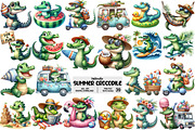 Summer Crocodile Character Clipart, an Illustration by Pixels.Craft (Thumbnail 1 of 9)