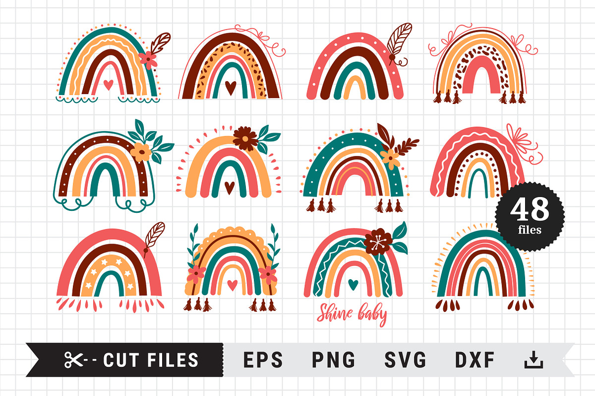 Boho Rainbow Cut Files, Clipart, an Object Graphic by ClipartMuchLove (Photo 2 of 7)