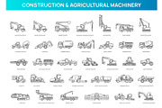 Construction machinery outline icons, an Outline Icon by Tettygreen (Thumbnail 1 of 2)