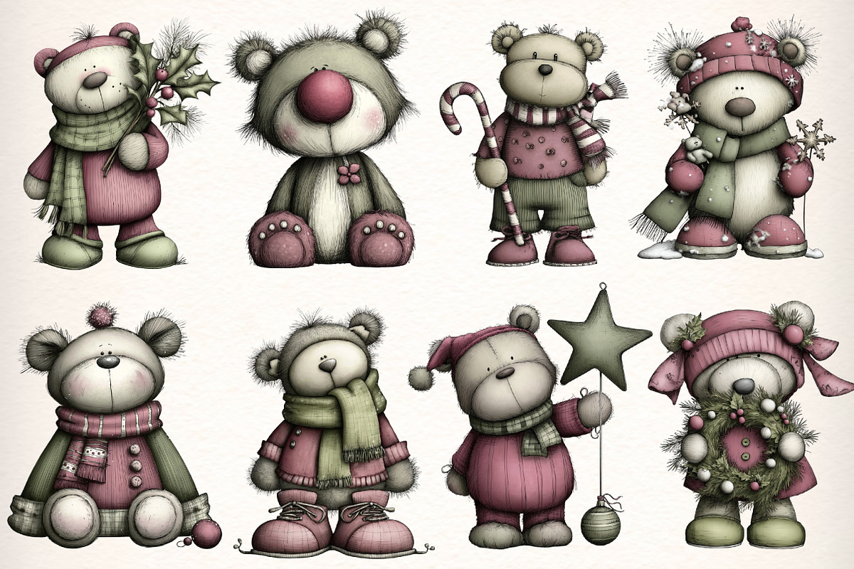 Whimsical Teddy Bear Clipart Bundle, an Illustration by Dream Creation (Photo 2 of 7)