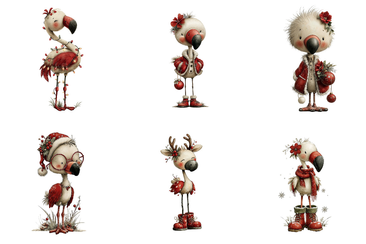 Christmas Flamingo clipart, an Illustration by CreationArt (Photo 3 of 5)