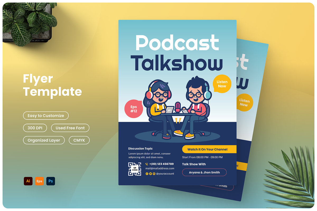 Podcast Talkshow Flyer, a Flyer Template by Annora Studio (Photo 1 of 5)