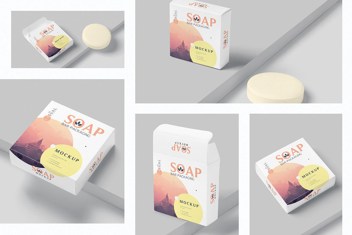 Square Soap Box Mockups, a Packaging Mockup by GfxFoundry (Photo 2 of 7)