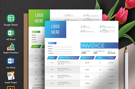 Invoice Excel Google Sheets Word