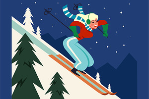 Flat Ski Full Illustration, a Sport Illustration by graphicook