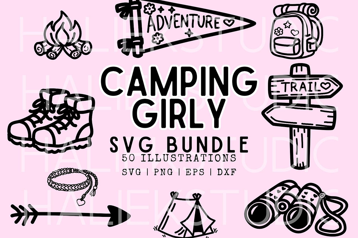 Camping Girly SVG Bundle, an Object Illustration by HalieKStudio (Photo 1 of 10)