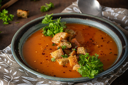 Original goulash soup with bread, a Food & Drink Photo by Stepanek Photography