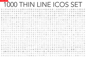 Set of 1000 thin line icons