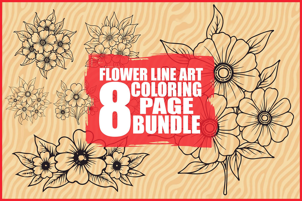 Hand Drawn Floral Coloring Pages, an Illustration by hafijul (Photo 1 of 9)