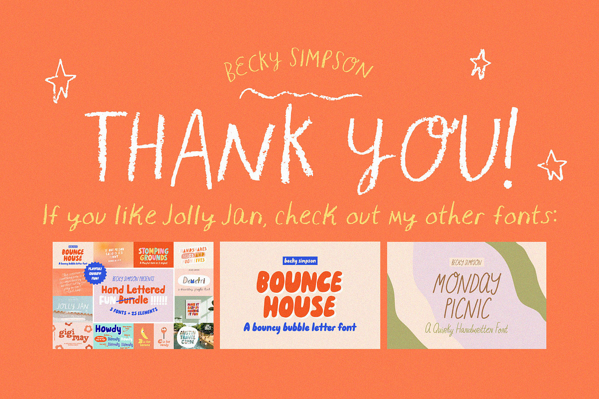 Jolly Jan • Crayon Handlettered Font, a Font by Becky Simpson (Photo 15 of 15)