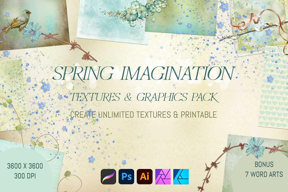 Spring Imagination Texture Set, an Illustration by Digidesignresort (Photo 1 of 7)