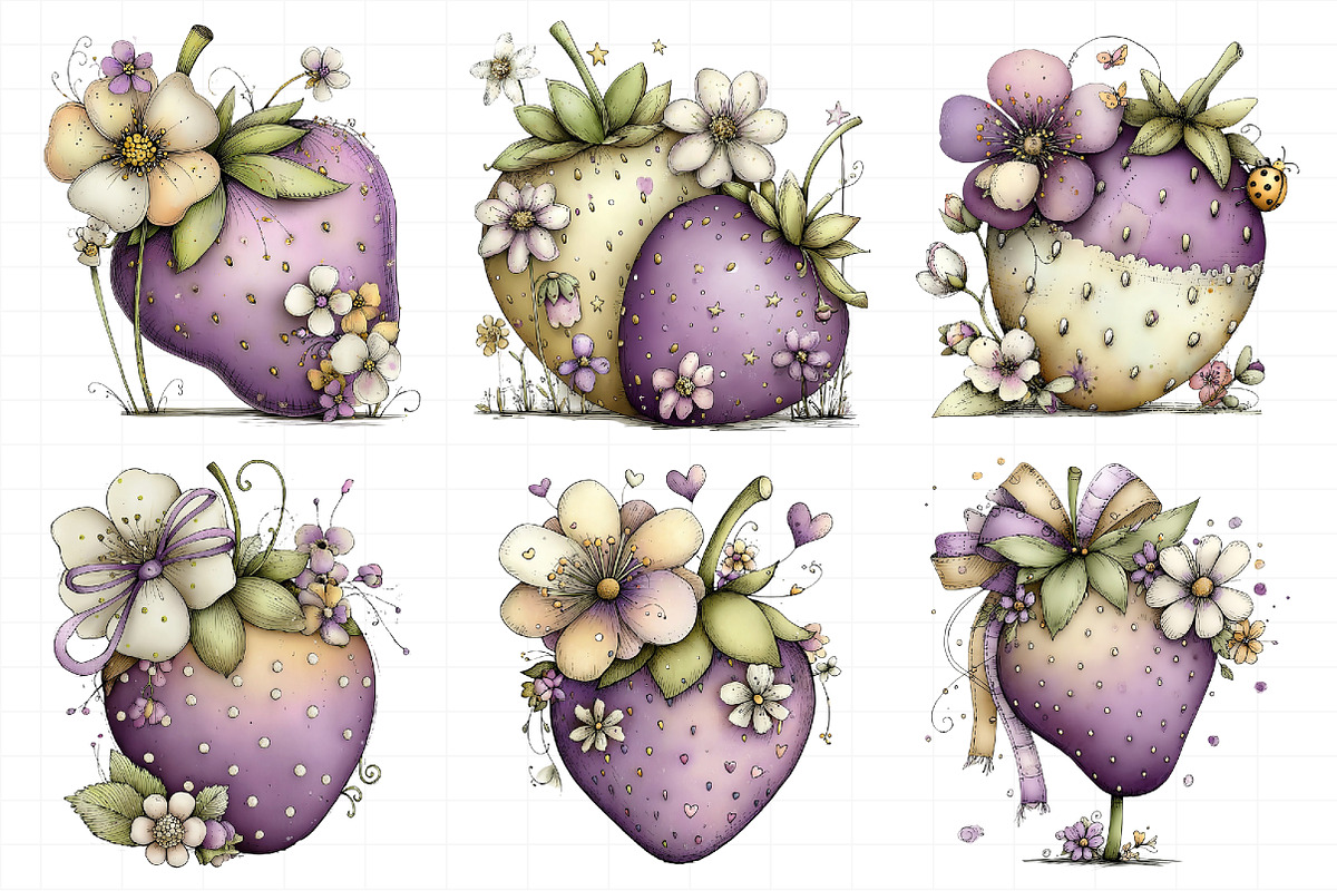 Whimsical Spring Strawberry Clipart, an Illustration by Daily.Designs (Photo 6 of 7)