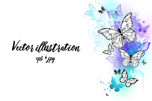 Flying Butterflies Watercolor