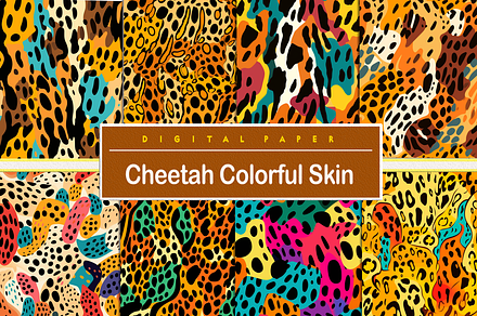 Cheetah Colorful Skin, a Background Graphic by Printable Treasure