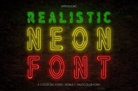 Realistic Neon SVG Font Pack preview 8